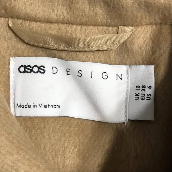 ASOS DESIGN Brushed Shacket Women's 6 Camel Beige Long Sleeve Button Closure - Picture 5 of 9